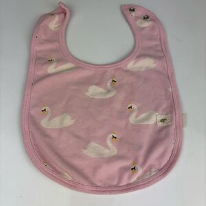 Monica & andy pink white swan and striped baby bib